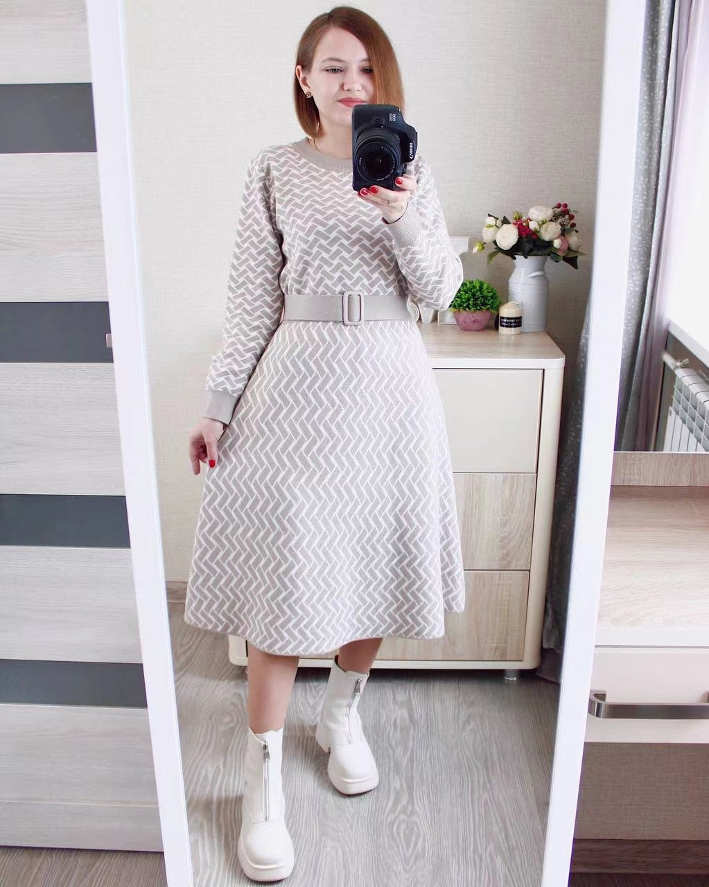 Vestido Tricô Luxo com Cinto