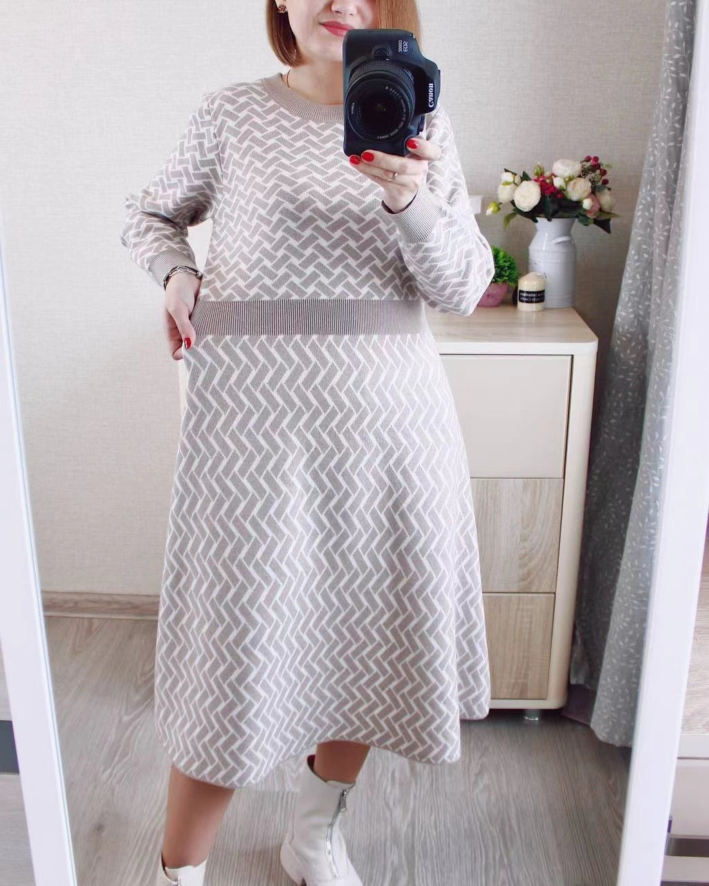 Vestido Tricô Luxo com Cinto